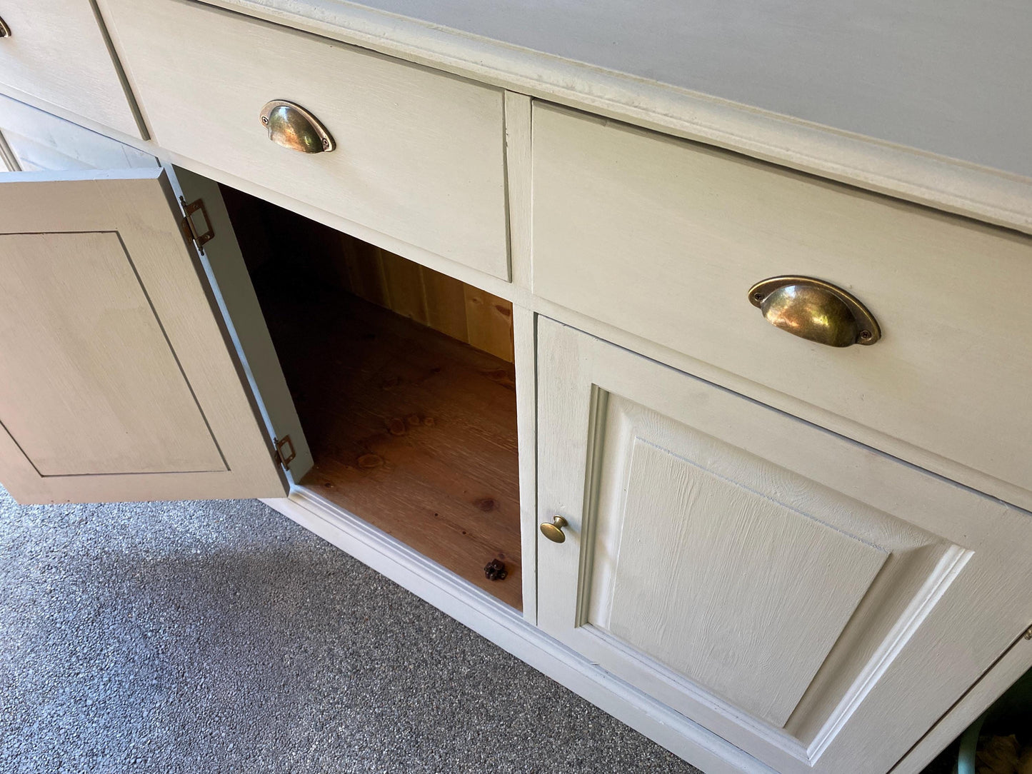 Vintage Pine Painted Sideboard 137cm Wide Palest Grey