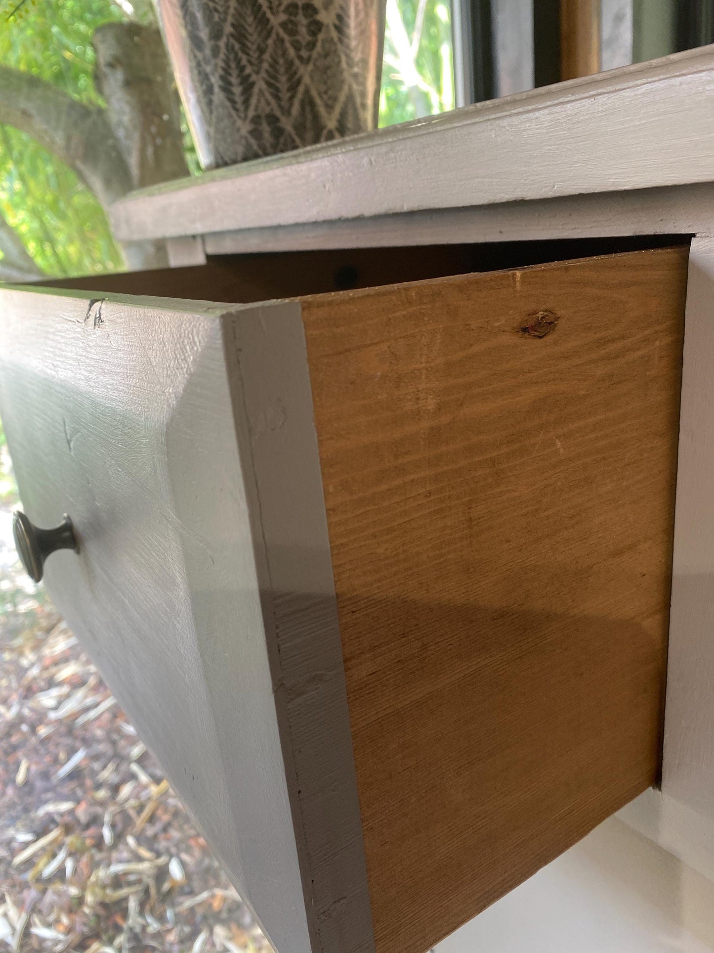 Vintage Hand-Painted Grey Chest of Drawers: Tall 7-Drawer Storage, Brass Knobs 146cm high x 86cm wide