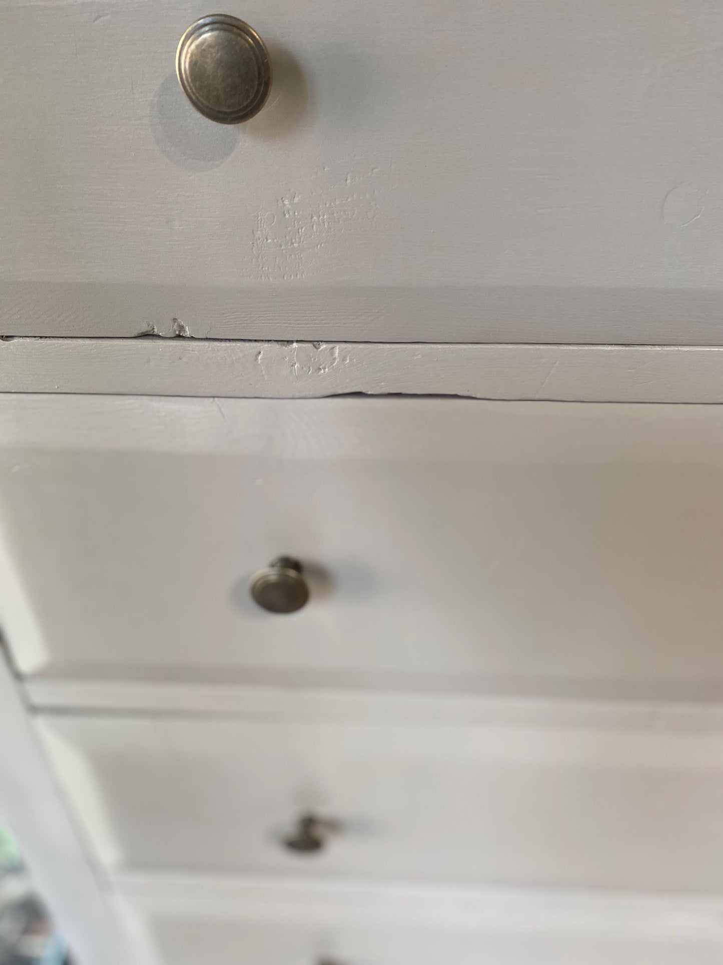 Vintage Hand-Painted Grey Chest of Drawers: Tall 7-Drawer Storage, Brass Knobs 146cm high x 86cm wide