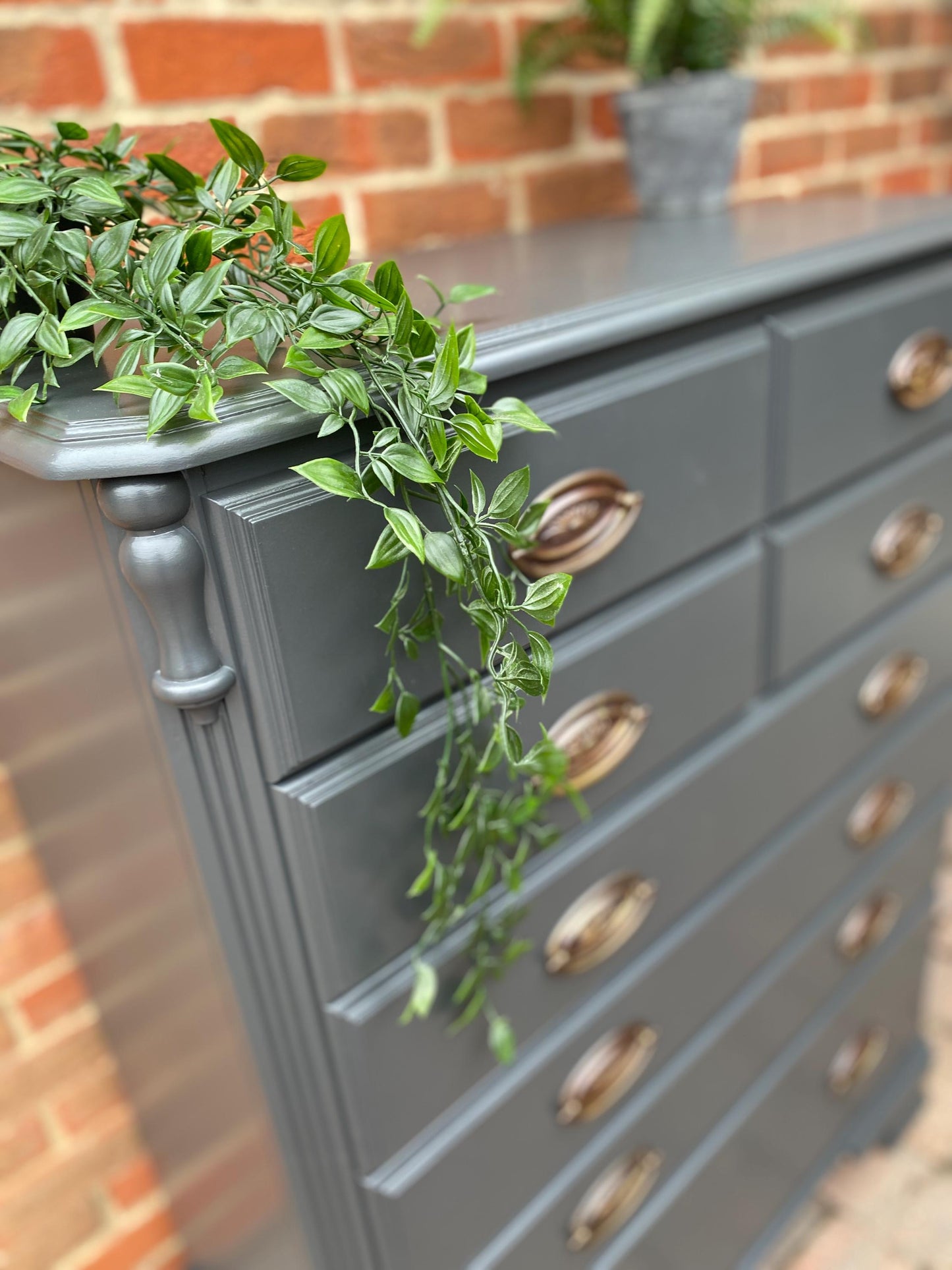 Ducal Chateau Dark Grey Chest of Drawers: Refurbished Solid Wood 90cm wide