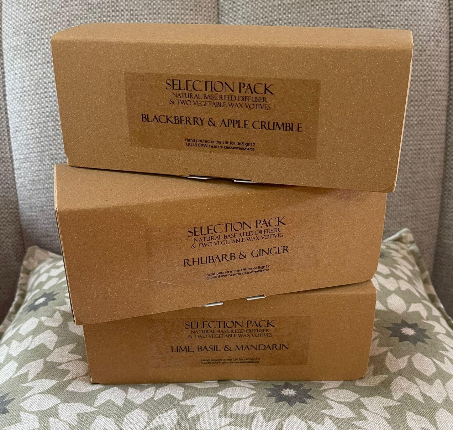 Scented Votive Candle & Reed Diffuser Gift Set: Natural Plant Wax FREE POSTAGE UK