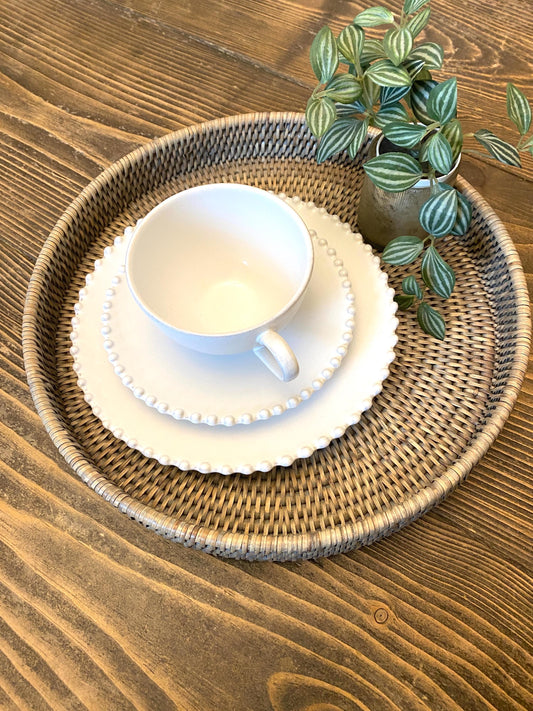 Handmade Myanmar round rattan tray