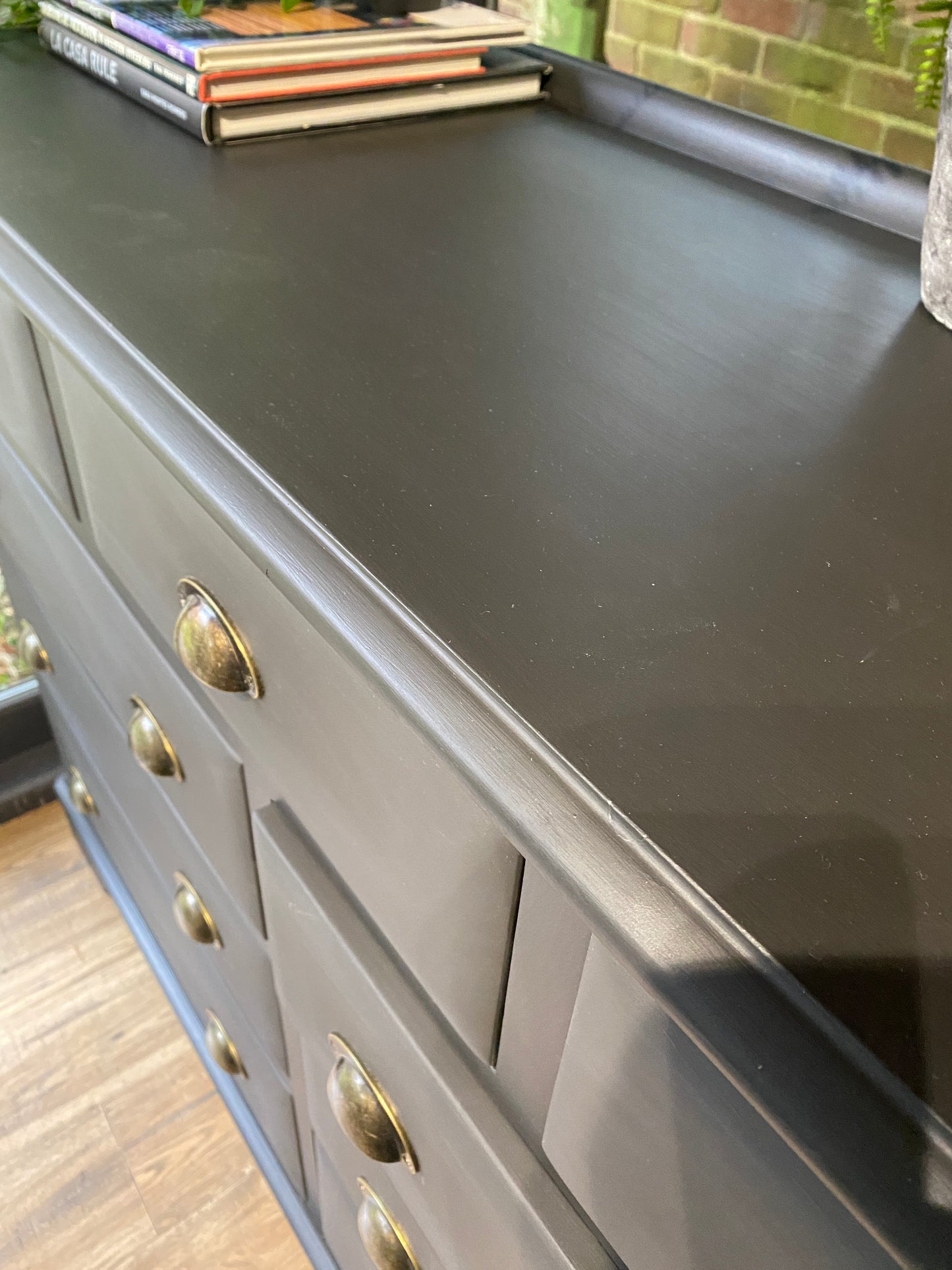 Black multi/chest of 9 drawers with cup handles 145 x 100 x 47 cm