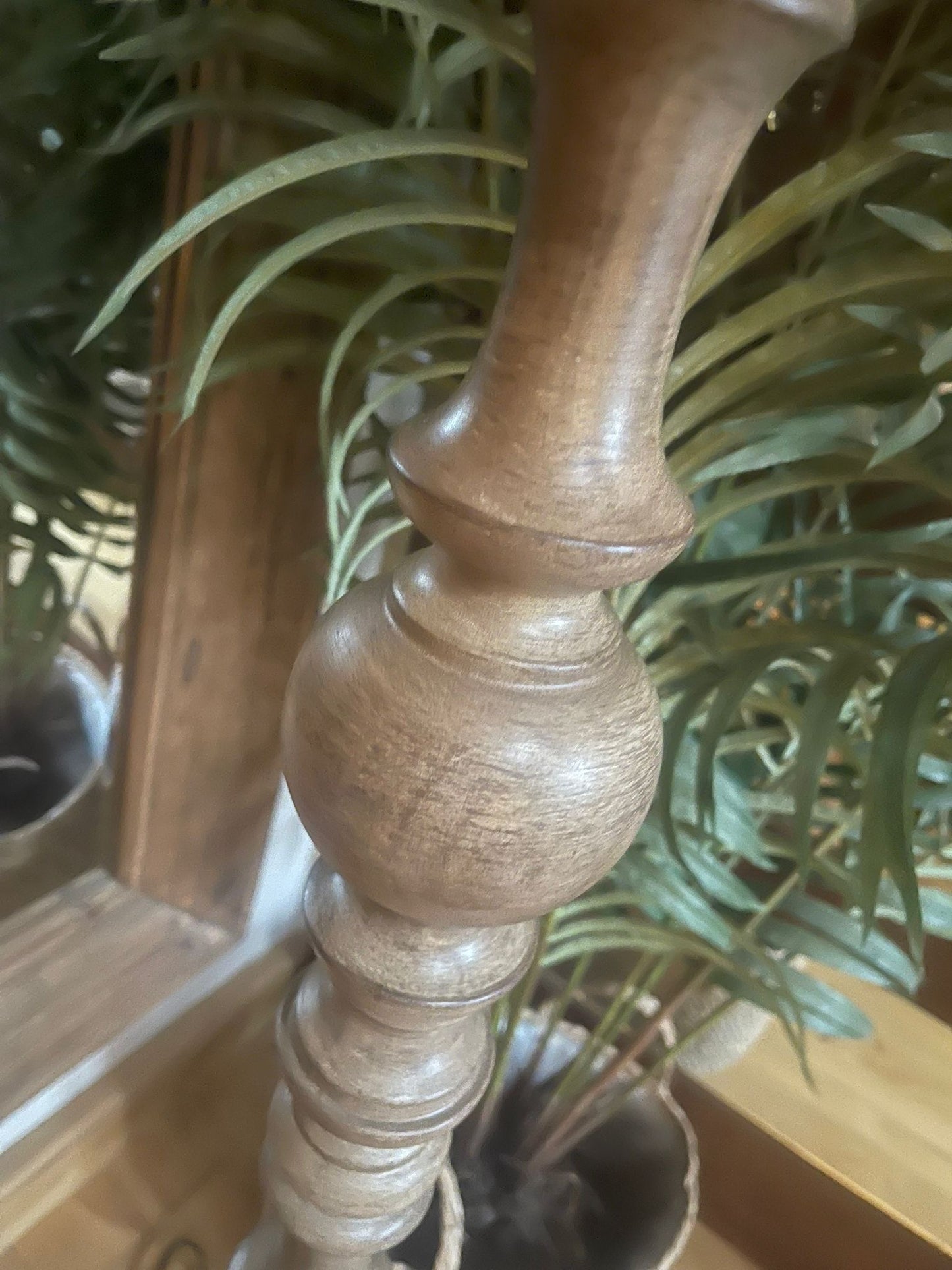 Solid wooden lamp stand with cream linen shade Free UK Delivery