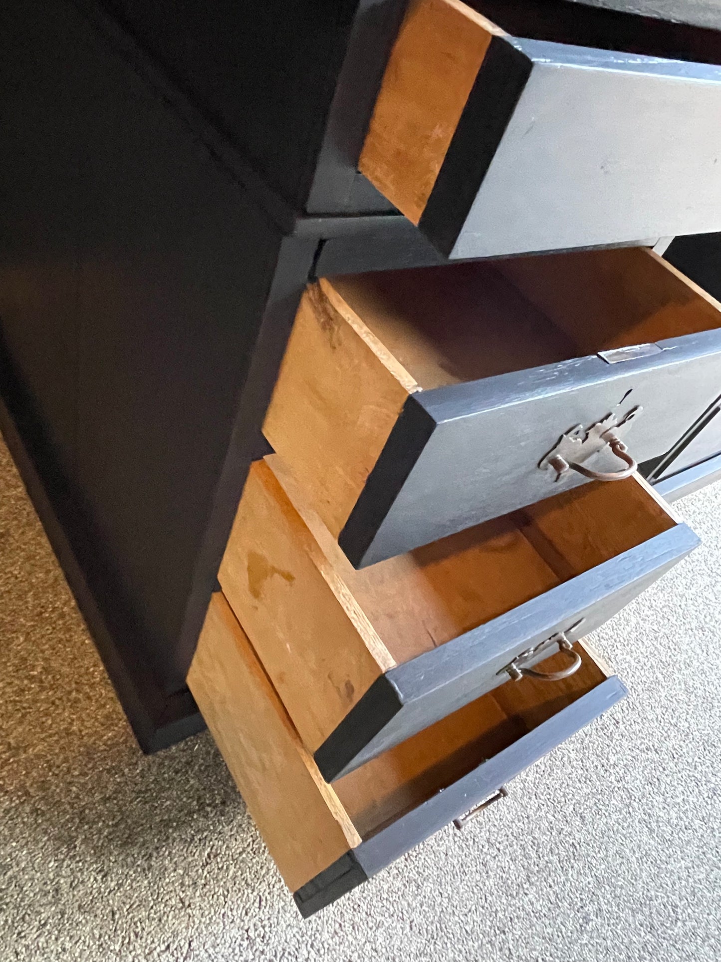 Vintage Black Oak Desk 130cm Wide