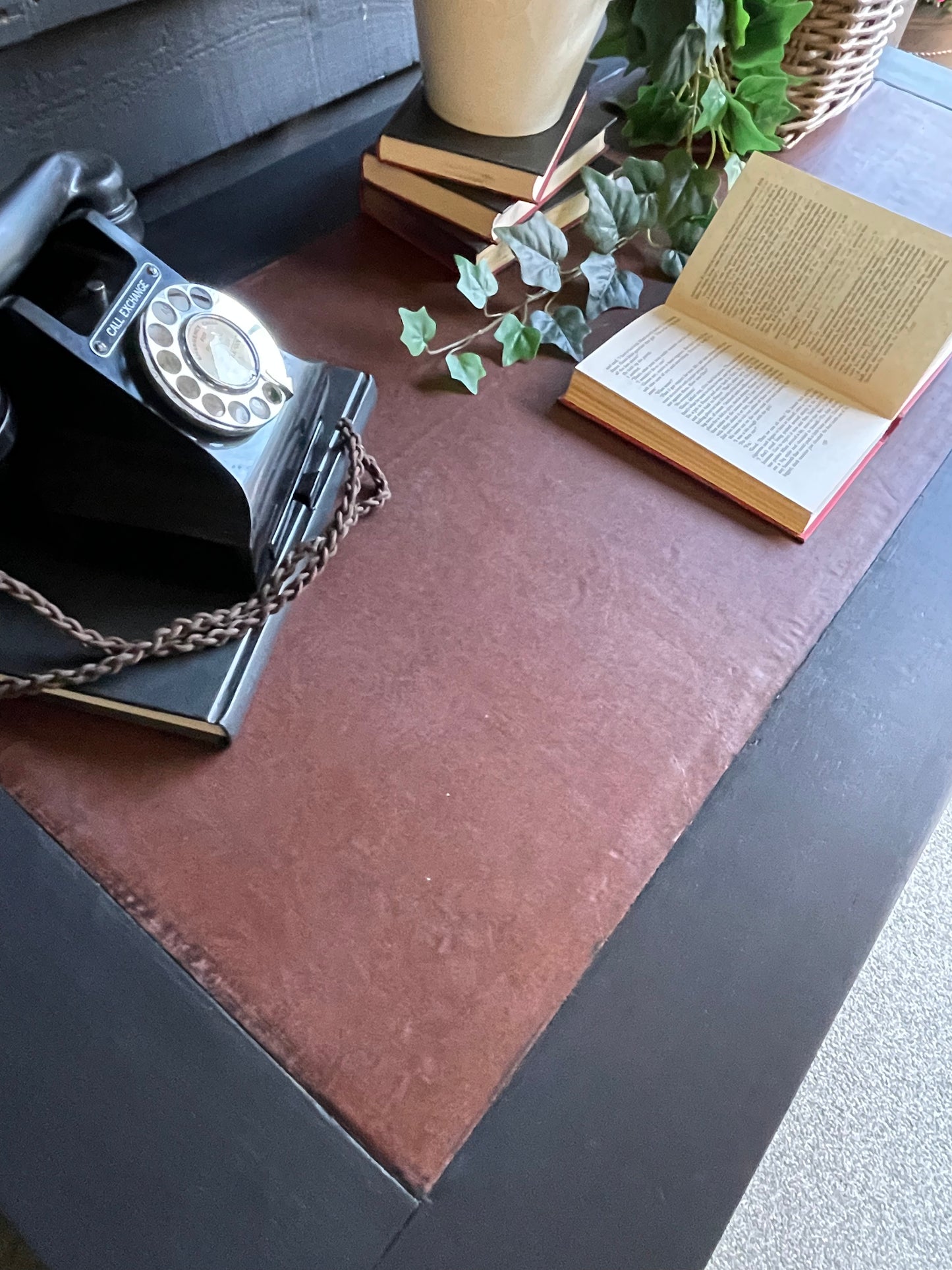 Vintage Black Oak Desk 130cm Wide