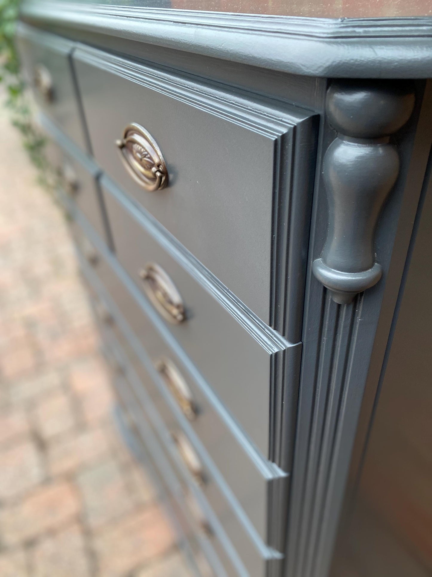 Ducal Chateau Dark Grey Chest of Drawers: Refurbished Solid Wood 90cm wide