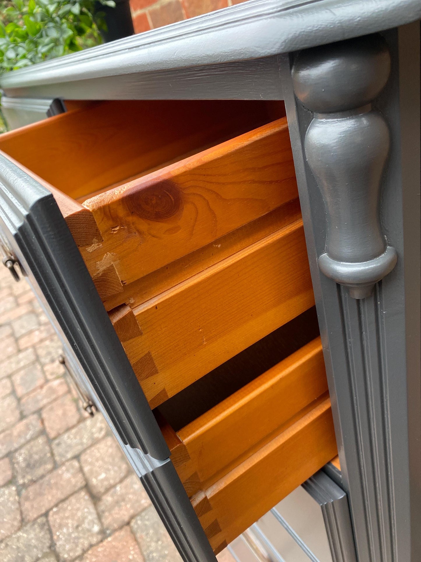 Ducal Chateau Dark Grey Chest of Drawers: Refurbished Solid Wood 90cm wide