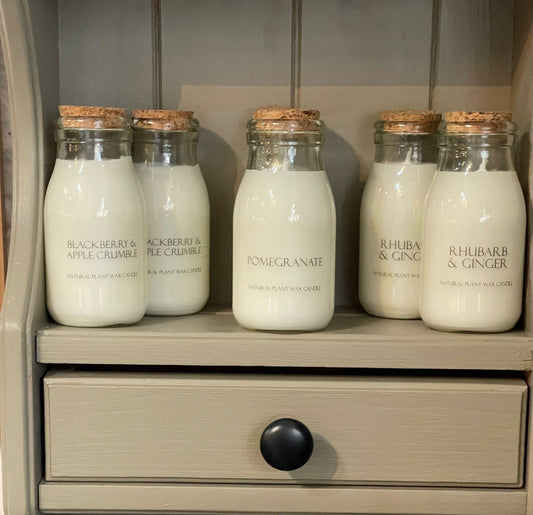 Milk Bottle Candles Soy Wax hand poured in the UK FREE SHIPPING UK