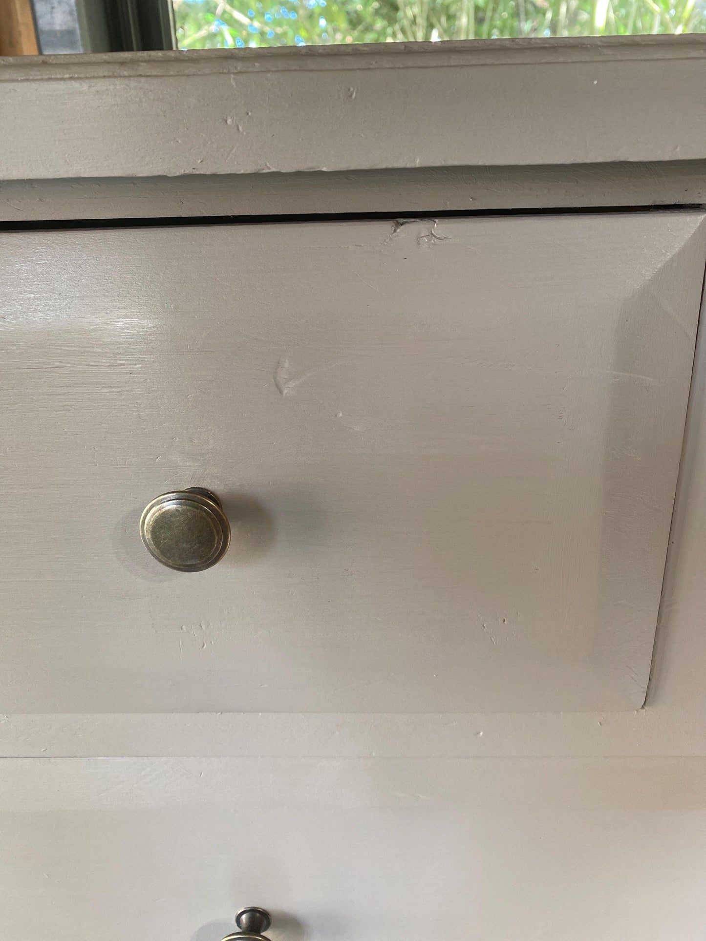 Vintage Hand-Painted Grey Chest of Drawers: Tall 7-Drawer Storage, Brass Knobs 146cm high x 86cm wide