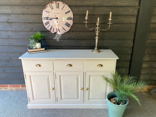 Vintage Pine Painted Sideboard 137cm Wide Palest Grey